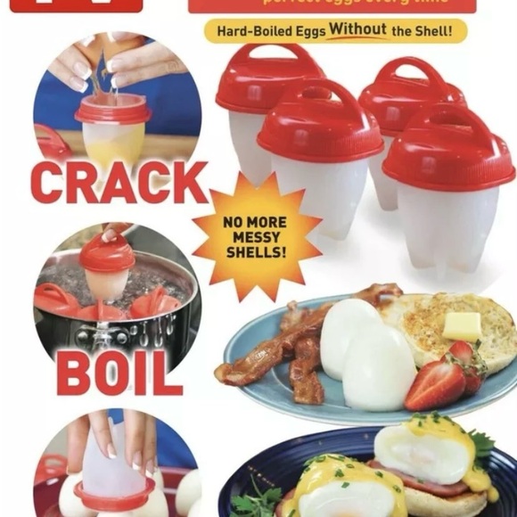 Egglettes Silicone Hard Boiled Egg Cooker Without Shell 4 Eggs As Seen On TV NEW - Picture 2 of 2